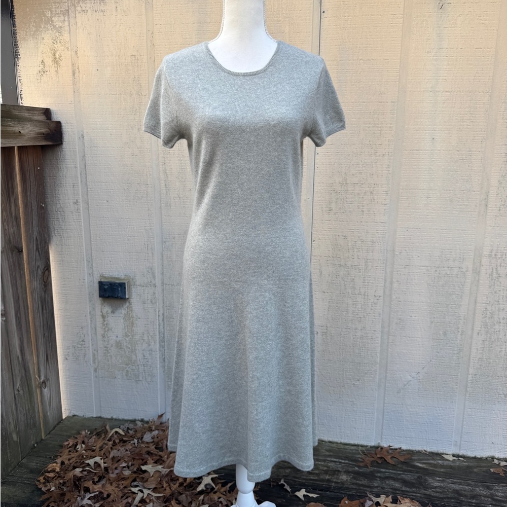 Ralph Lauren Black Label Silver Gray Cashmere Knit Midi Dress